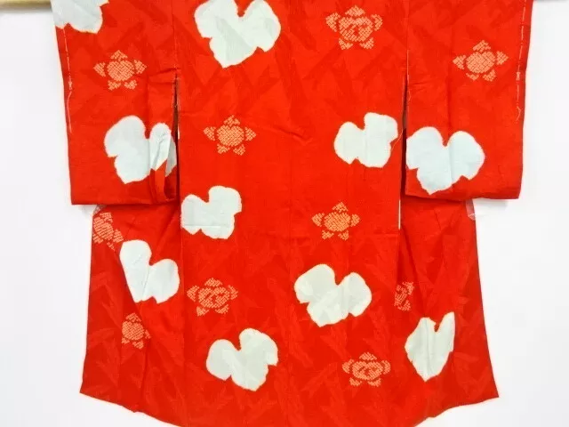 82901# Japanese Kimono / Antique Juban / Shibori /  Ivy Leaves & Plants