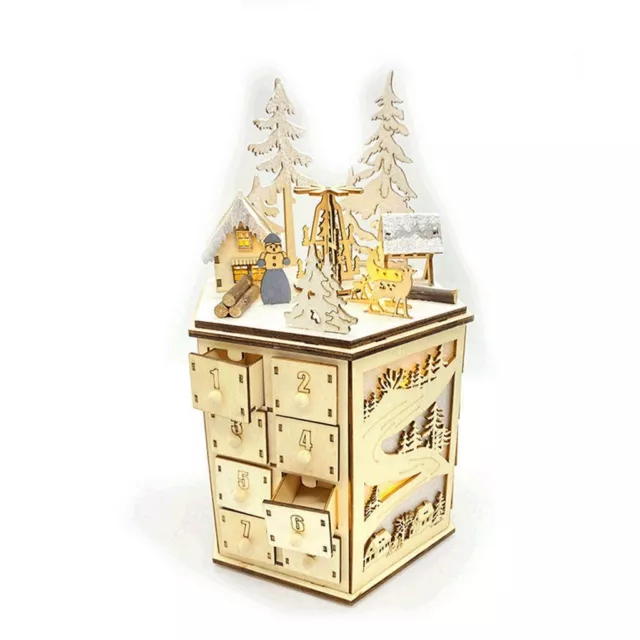 Classic Christmas LED Revolving Music Box Wooden Advent  Calendar UK STOCK 2