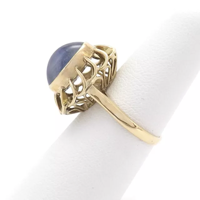 14k Gold Natural Cabochon Sapphire Corn Flower Blue September Birthstone Ring 3