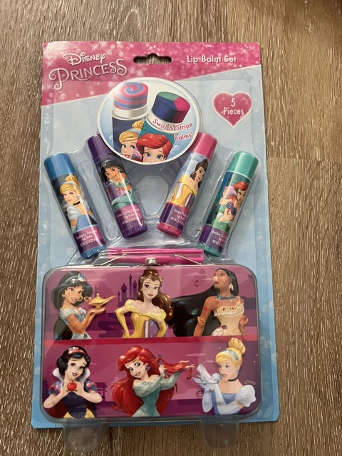 Disney Princess Flavored Swirl Stripe Lip Balm Set Mulan Ariel Cinderella Belle