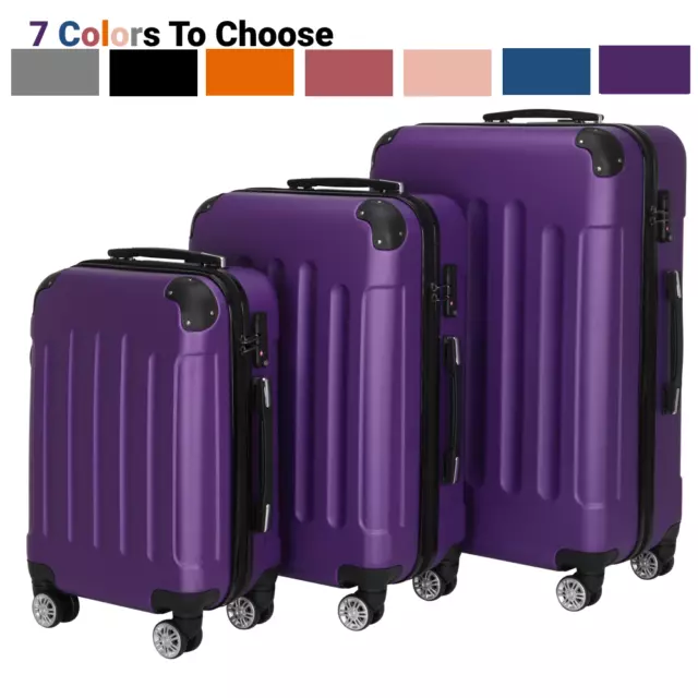 20'' 24'' 28'' Luggage Set of 3 Hard Shell Luggage Set Spinner Wheels TSA Lock