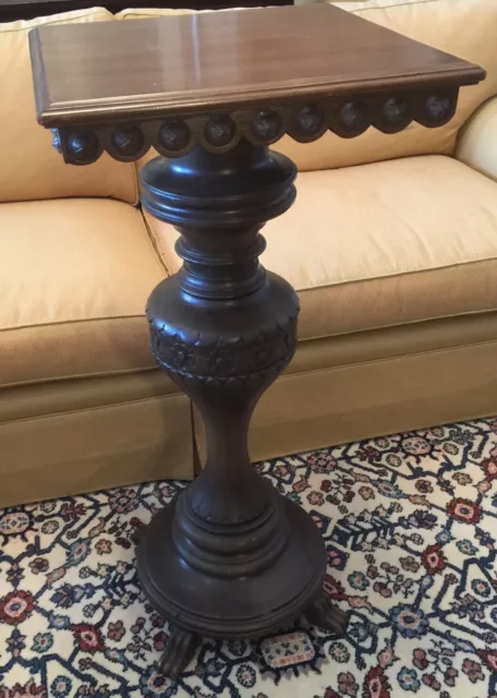 Antique American Pedestal Plant Stand Urn Planter Display Table Walnut 19th C #1