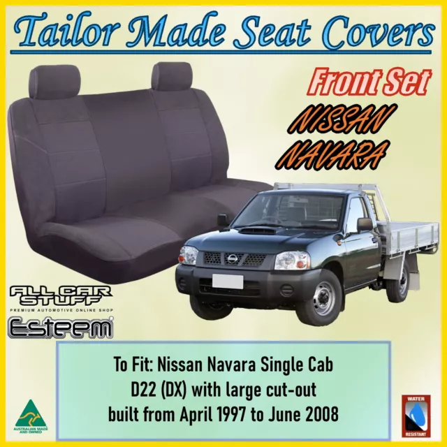 Tailor Made Grey Seat Covers for Nissan Navara D22 Ute: 04/1997 - 06/2008