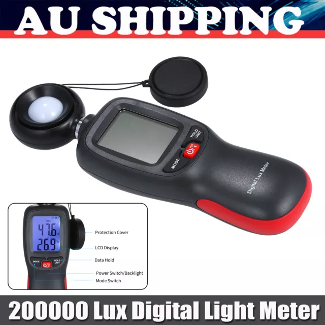 Digital Lux Light Meter Illuminometer Luminometer Photometer Luxmeter 200000 Lux