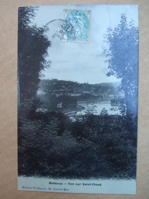 CPA BELLEVUE (92) POSTCARD PHOTO EMAIL: SAINT CLOUD VIEW. Ed POULIGUEN