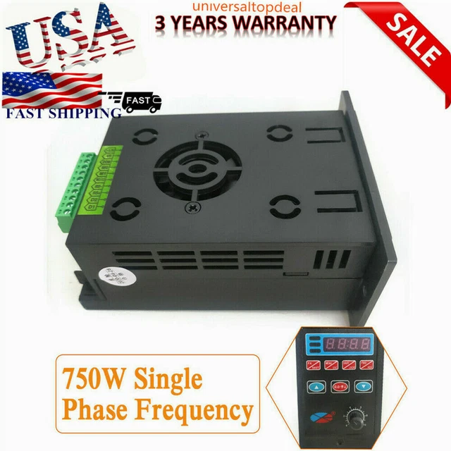SINGLE PHASE TO Three Phase AC 220V 1HP VFD Variable Frequency Drive ...