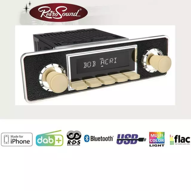 RETROSOUND RSD-IVORY-6DAB Bluetooth Radio 1-DIN DAB Autoradio Oldtimer US-Cars