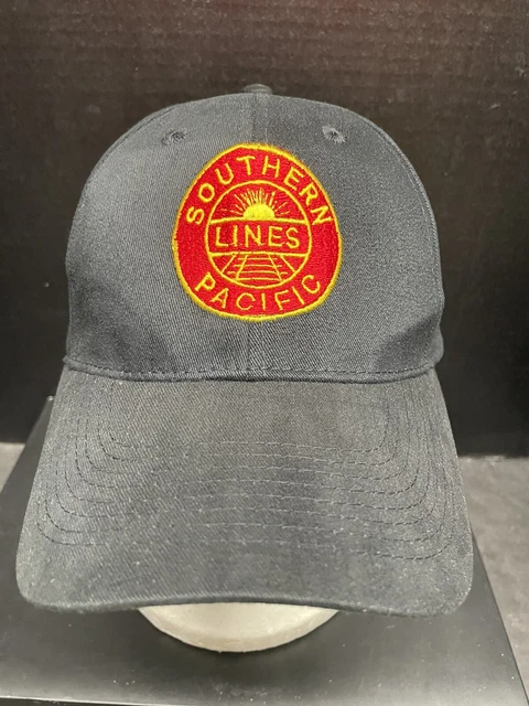 Southern Pacific Lines Vintage Black Hat Cap. Otto Cap One Size Fits All adjust.