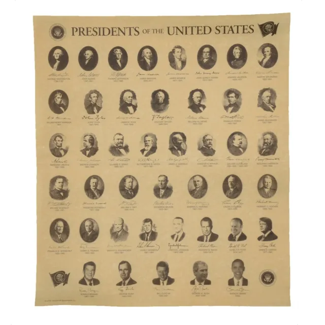 Replica Presidents of the US Antiqued Parchment Paper historical document poster