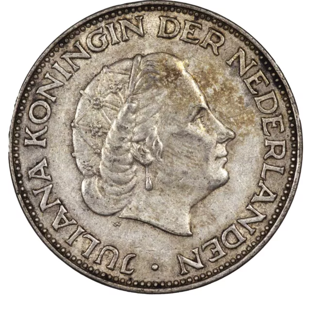 Pays-Bas 2 1/2 Gulden 1960 argent Juliana Utrecht pièce de monnaie KM20/185