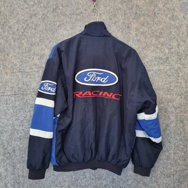 VINTAGE FORD RACING Jacket Mens Medium Race Pit Crew Bomber F1 Retro ...