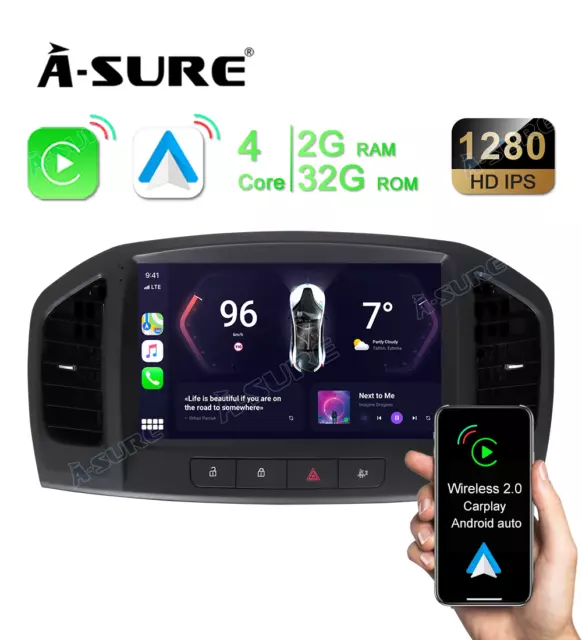 9" Android 12 Navi Autoradio Wireless Carplay DAB BT für Opel Insignia 2008-2012