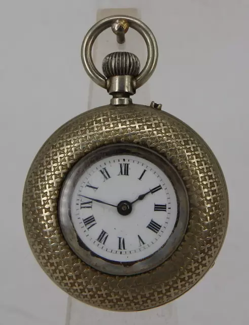 Damentaschenuhr mit außergewöhnlicher Symbolik Alpacca um 1900 (89849)