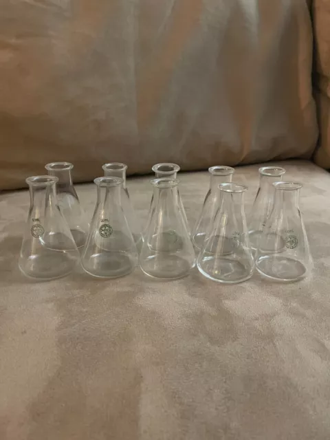 Pyrex 50mL Erlenmeyer Flask Lot of 10 Made In USA OBO