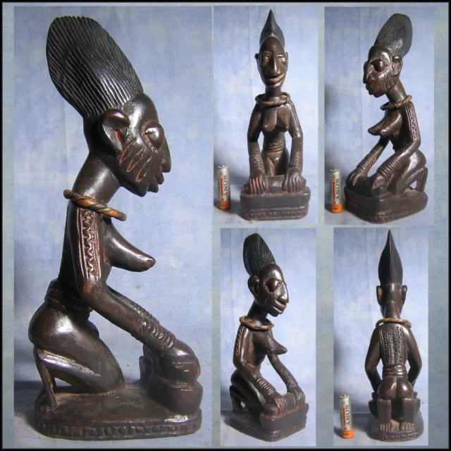 AFRICANTIC African Tribal Art YORUBA female statue Nigeria vintage figure