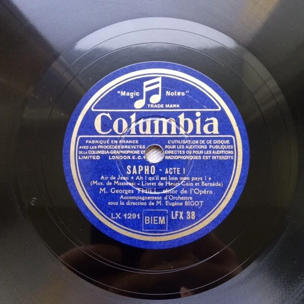 Georges Thill Sapho & L'Attaque du Moulin 78 TOURS RPM Columbia LFX 38
