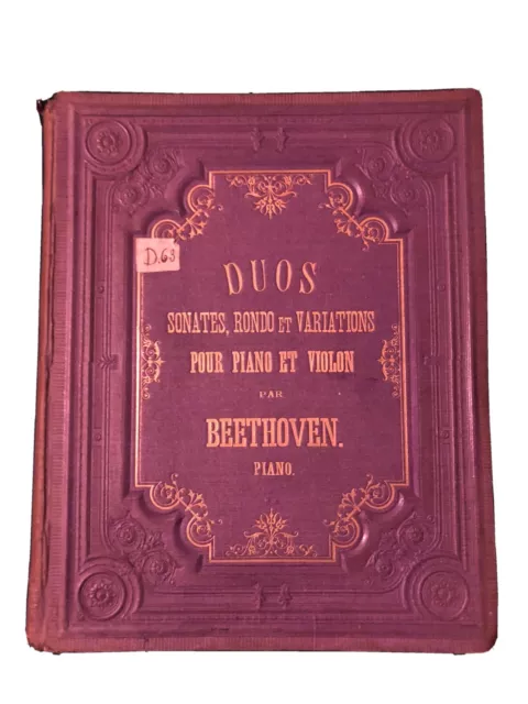 livres anciens de collection reliés cuir partition pour violon et piano