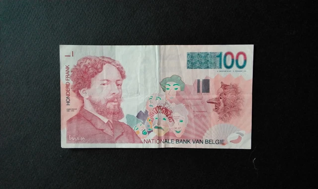 Billet De 100fr Belge James Ensor En Très Bon État, Craquant D'origine, 0...