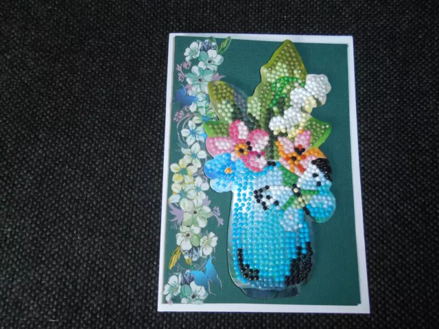 Diamond-Painting Grußkarte Vase mit Blumenstrauß Handarbeit Aktionspreis 3,00€