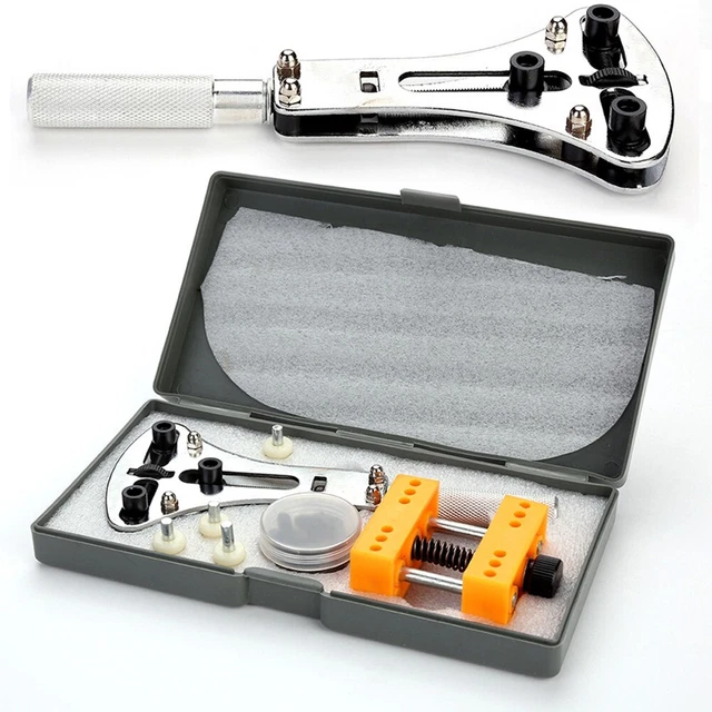 Laluky Kit De Presse Pour Montre 15 Pièces - Outil Changement Batterie Avec 12 Matrices Pour Cadrans Ronds 16-50 Mm