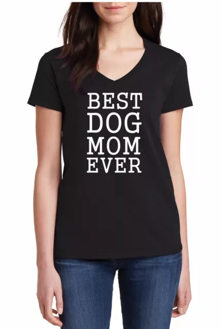 V-neck Best Dog Mom Ever Shirt Paw Prints Dog Mama Fur Mommy Gift Christmas Idea