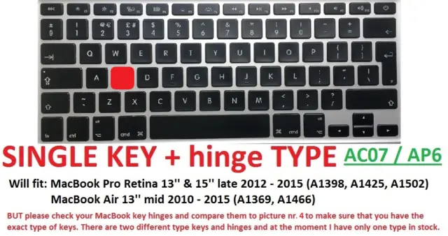 Keyboard key + hinge Apple MacBook Pro Retina Air A1398 A1425 A1502 A1369 A1466