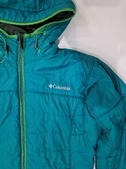 Columbia Women's Omni Heat Hooded Puffer Parka Coat Jacket Teal Size Medium