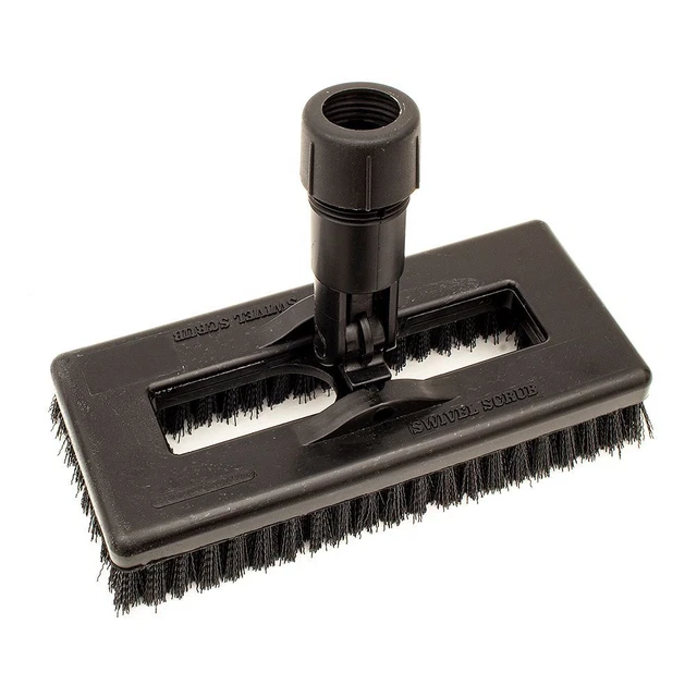 Carlisle 3638831EC03 Black 8" Swivel Scrub with Poly Bristles