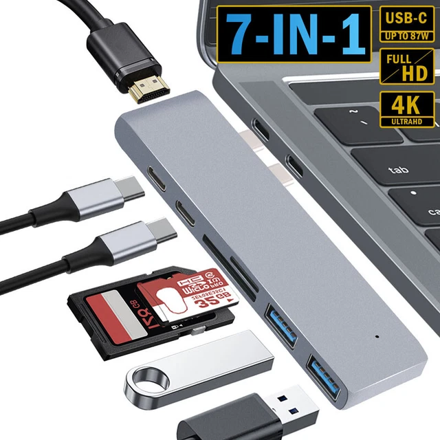 7in1 Multiport USB-C Hub Type C To USB 3.0 4K HDMI Adapter For Macbook Pro/Air