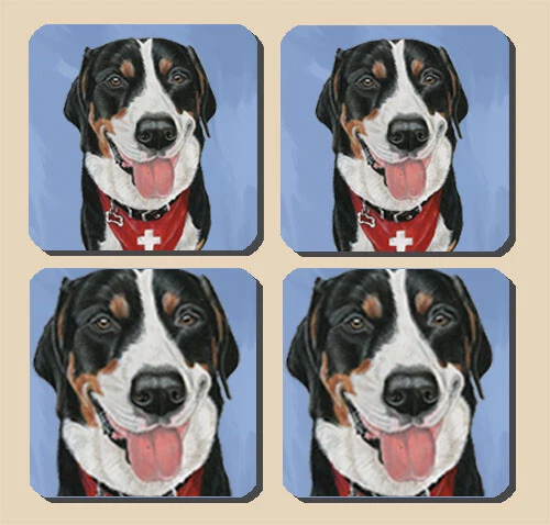 Greater Swiss Mountain Dog Rubber Coasters Set of 4