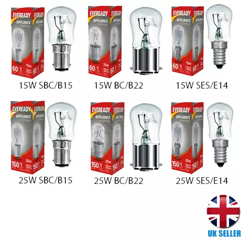 Universal Appliances Bulb 15w 25w Pygmy Light Lamps E14 B22 B15 Screw Dimmable