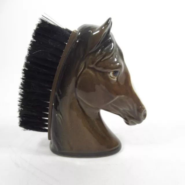 Horse Head Clothes Brush Vintage Decorative Ceramic Stiff Bristle Cleaning Brush 2