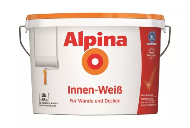 Alpina Innenweiß Wandfarbe 10 l, hochdeckend, waschbeständig für Innen 2