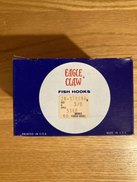 EAGLE CLAW 374F #1/0 50Ct 2X Bronze Treble Hooks $19.75 - PicClick