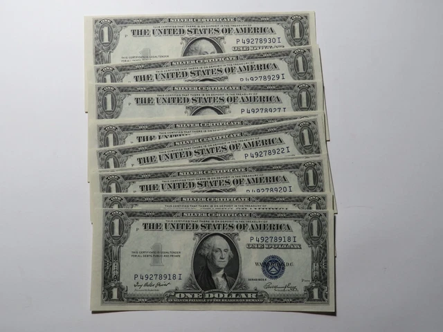 1935-E $1 Silver Certificates - UNC Consecutive Sequential Lot of 13