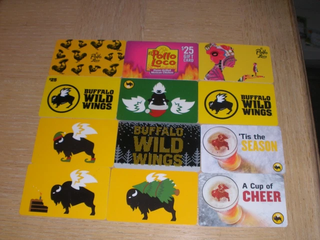 Buffalo WW/El Pollo Loco    12 different new and used collectible gift cards