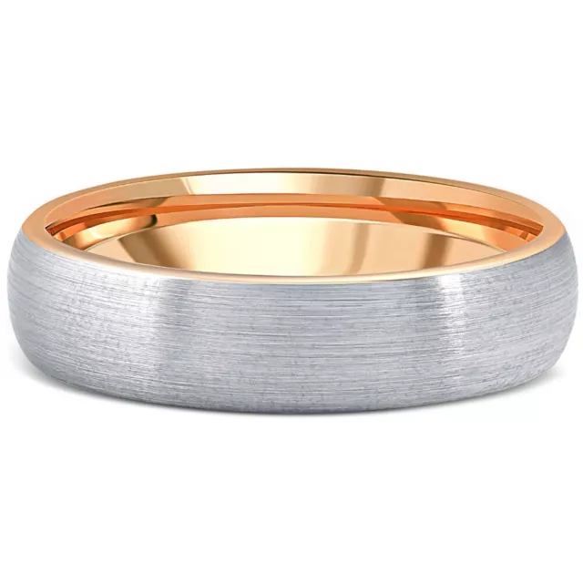 Herren Gebürstet Wolfram & Rose Vergoldet Zweifarbig 6mm Ring Ehering