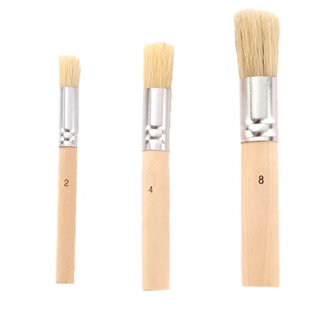 Brosses à pochoir poignée en bois 3 pièces pinceaux détail poils purs pour p