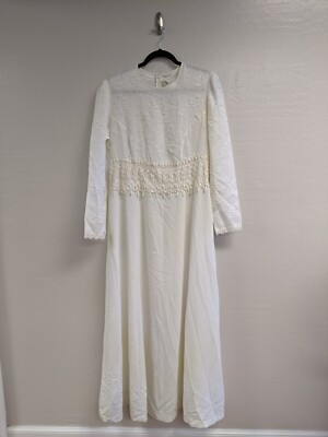Vintage California Dynasty White Long Sleeve Wedding Dress Size M