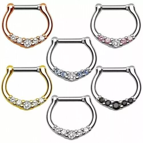 Anneau de Septum Clicker Pliage Cristal Piercing Nez Bouclier Oreille Helix