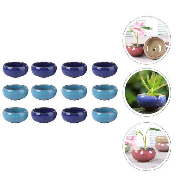 12 Pcs Pot De Fleurs Fissuré Glace Pots En Céramique Pour Plantes D'intérieur
