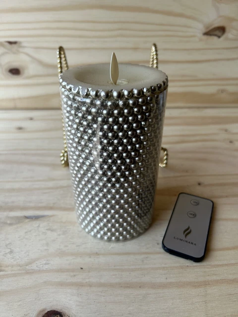 luminara flameless Electronic Candle Gold Pearl Embossed-6” Cosmetic Damage Read
