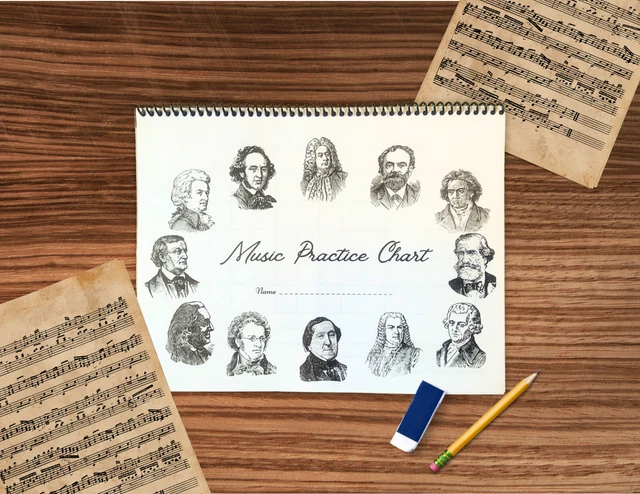 Music Practice Reward Chart Notebook (12 pages, good for 1 year of logging)