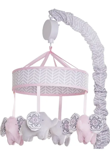 Wendy Bellissimo Elephant Musical Mobile-Pink & Grey 886252190726