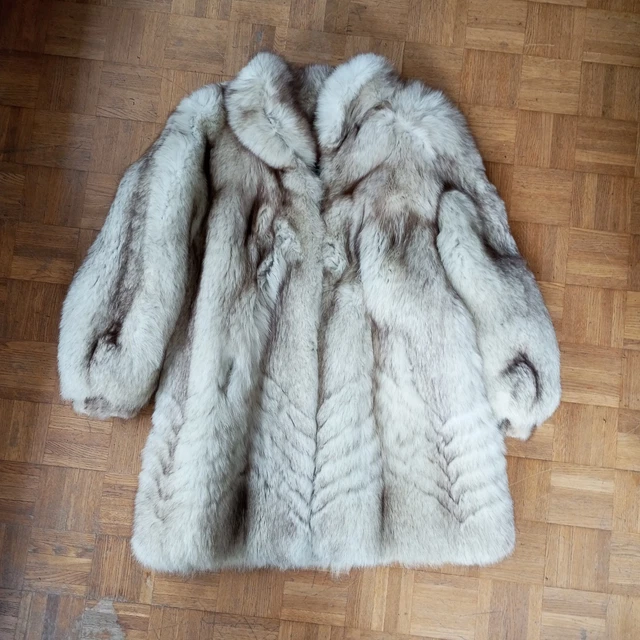 Veste 3/4 En Renard Blanc - Taille 38 Sur Mesure - Doublure Grise - Occasion Très Bon état