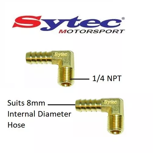 2 X Sytec 90 Degré Laiton Unions - 1/4 Npt / 8mm Tuyau Queue - Pour FACET Tennis