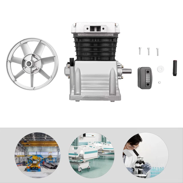 Piston 3HP Air Compressor Head Pump Motor Twin Cylinder With Silencer 250L/min