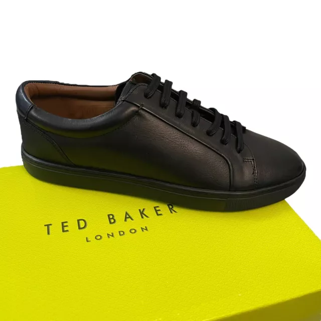 Ted Baker Mens Udamo Black Leather Causal Trainers