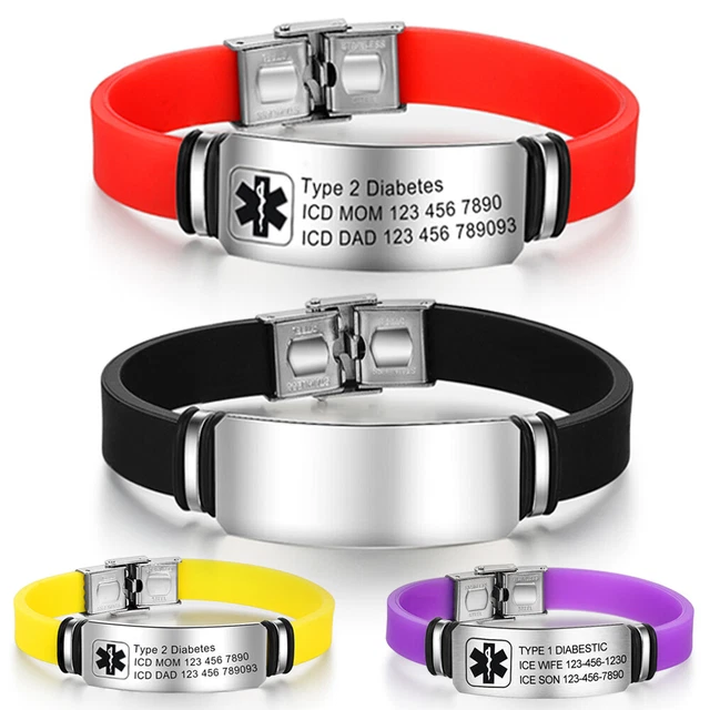 Brazalete de goma de silicona personalizado para hombres supervivencia de emergencia 21 cm