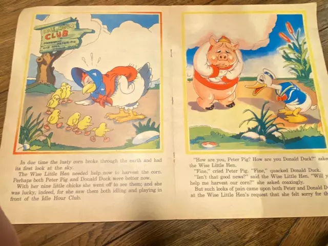 The Wise Little Hen VINTAGE Walt Disney 1937 Donald Duck Debut Linen Large Book 3